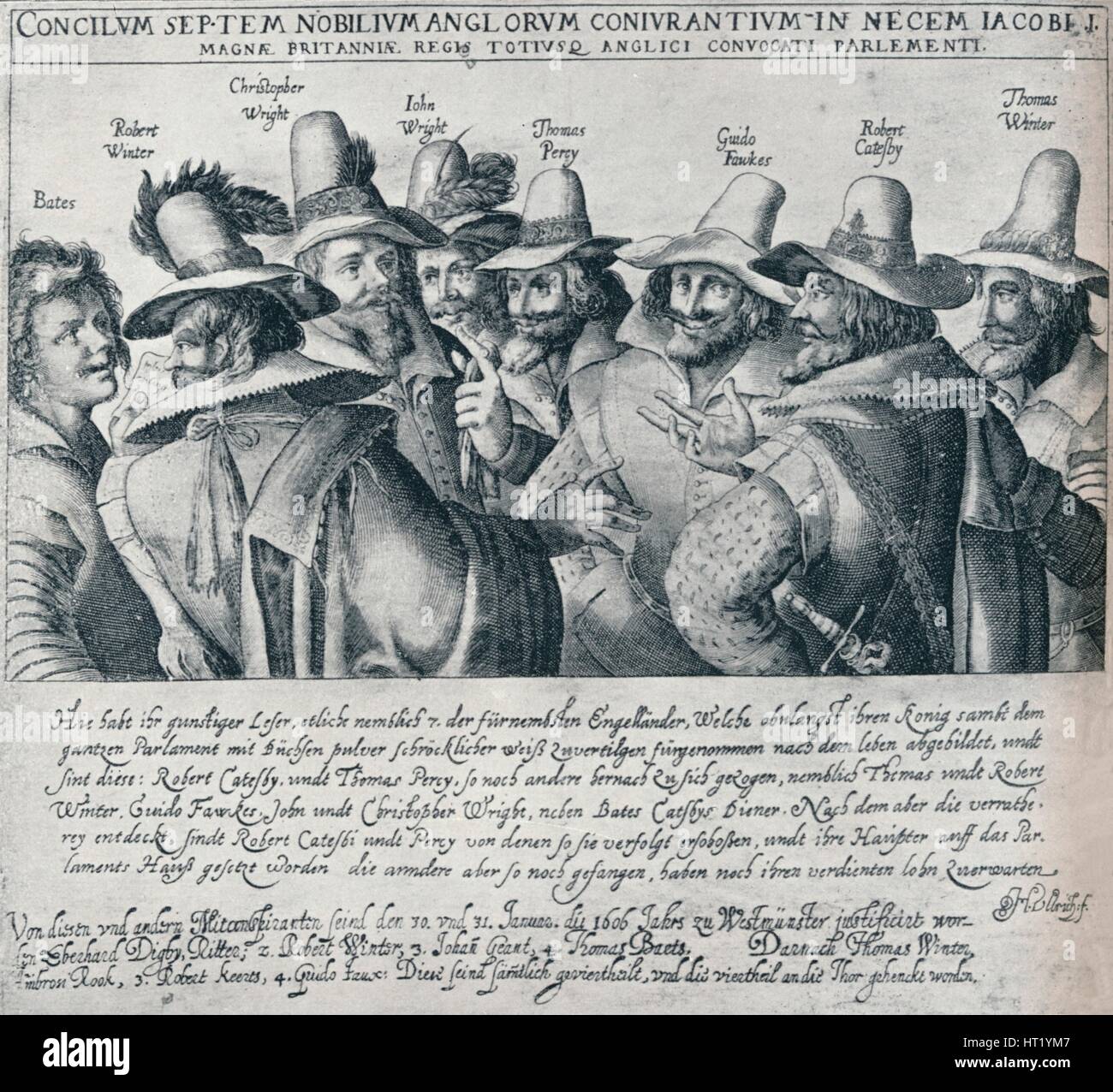 The Gunpowder Plot Conspirators and their Servant Bates, (1605), 1901. Artist: Unknown Stock Photo