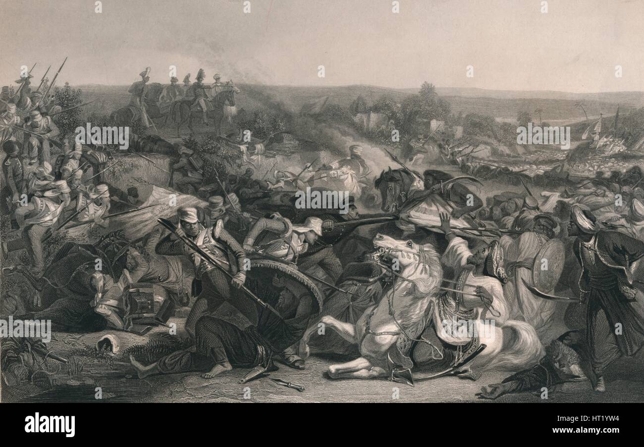 The Battle of Meeanee, 1843.  Artist: James-Baylie Allen Stock Photo