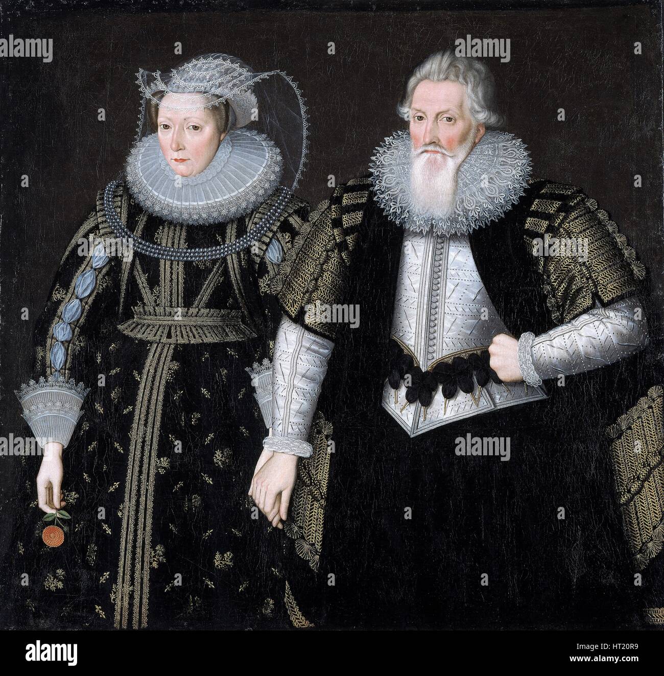 'Sir Thomas Mansel and his wife Jane', 1625. Artist: Unknown. Stock Photo