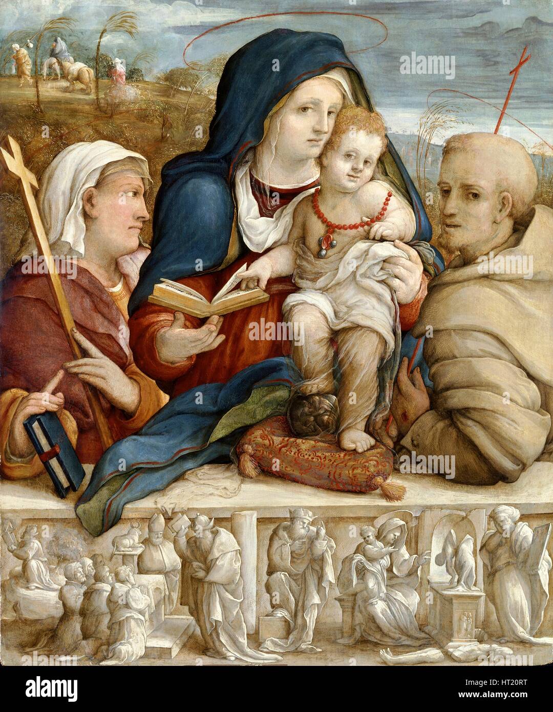 'Virgin and Child between St Helena and St Francis', c1520. Artist: Amico Aspertini Stock Photo