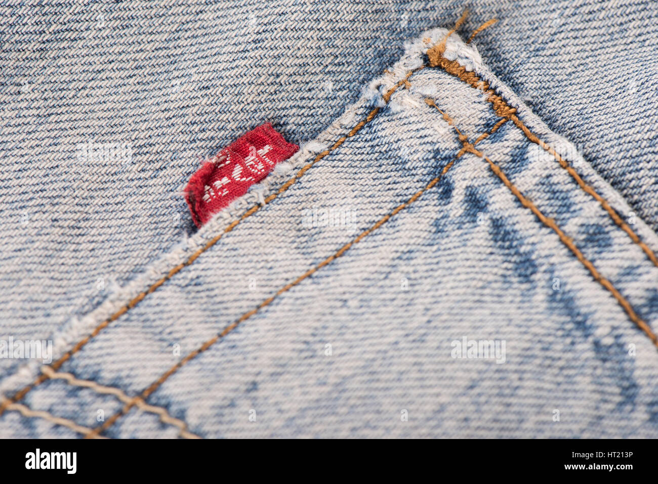 BANGKOK, THAILAND DECEMBER 09 2014 Close up of the LEVI'S red label