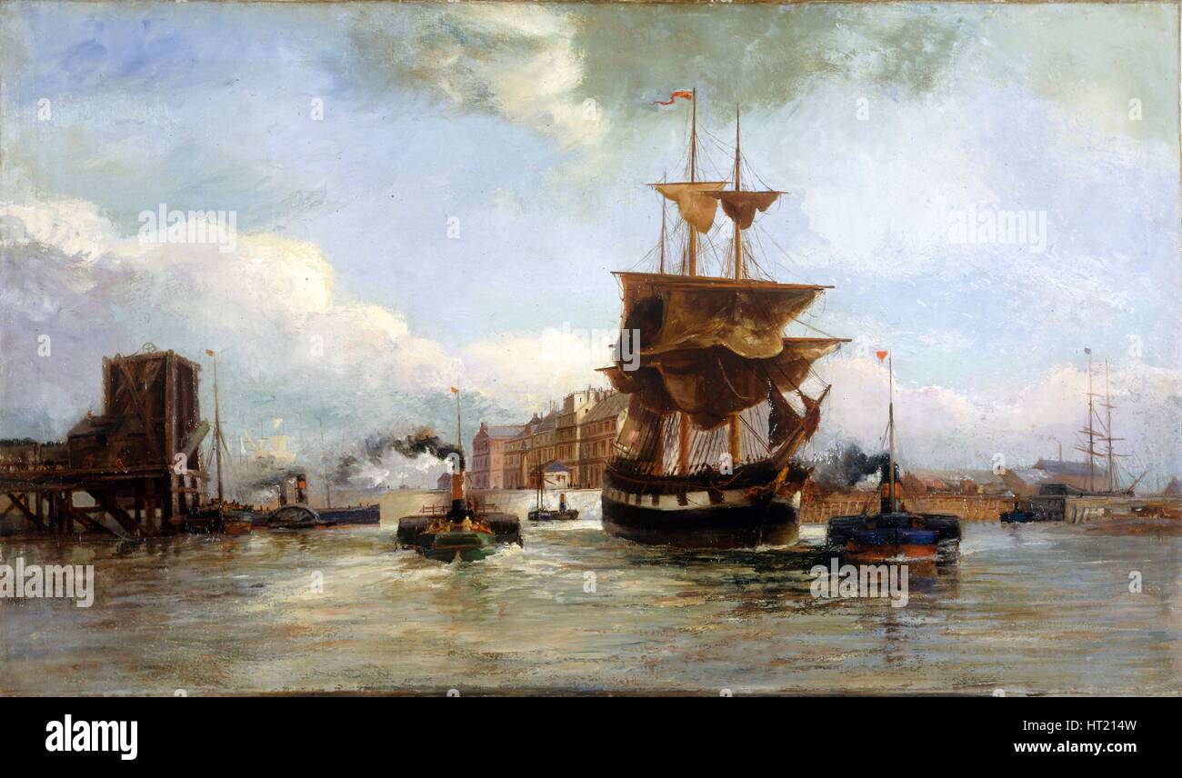 'Leaving West Bute dock, Cardiff', 1861-1916. Artist: Richard Short Stock Photo