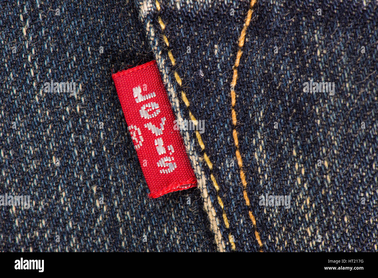 BANGKOK, THAILAND - DECEMBER 09 2014: Close up of the LEVI'S red label on  the back pocket of denim jeans. LEVI'S is a brand name of Levi Strauss and  C Stock Photo - Alamy