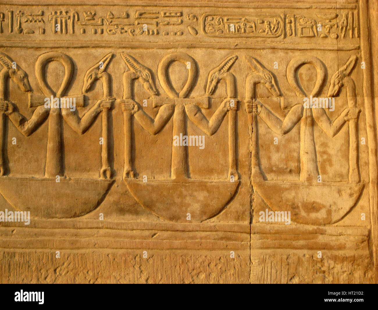 Hieroglyphs on one of the double temple of Kom Ombo.The southern temple was dedicated to Sobek, the  Artist: Werner Forman. Stock Photo
