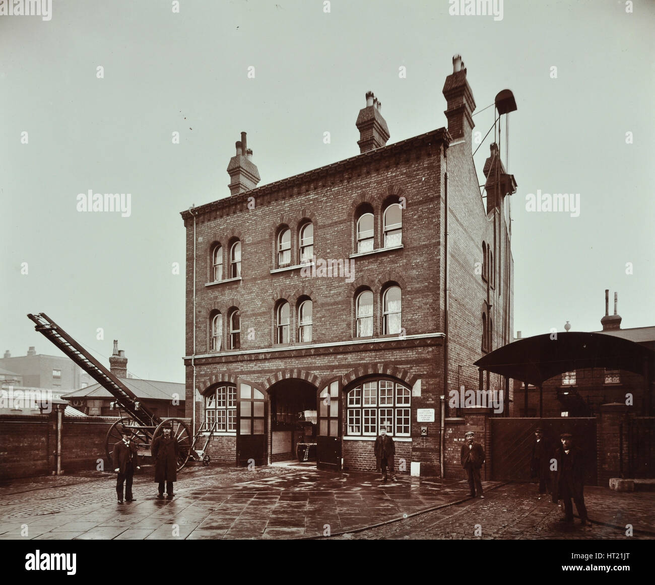 Poplar Fire Station, No 75 West India Dock Road, Poplar, London, 1905. Artist: Unknown. Stock Photo
