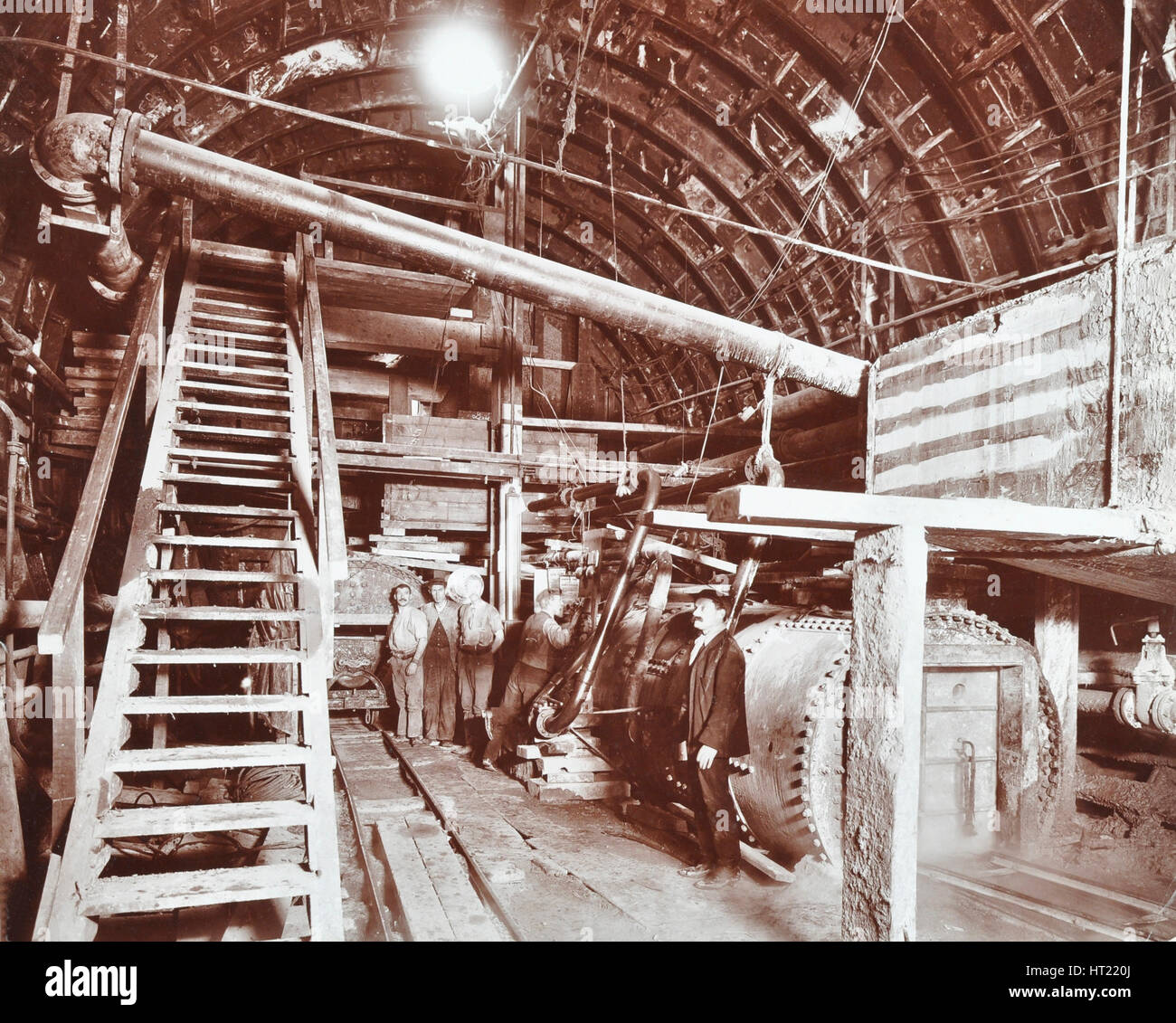 Bulkhead to retain compressed air in the Rotherhithe Tunnel, London, October 1906. Artist: Unknown. Stock Photo