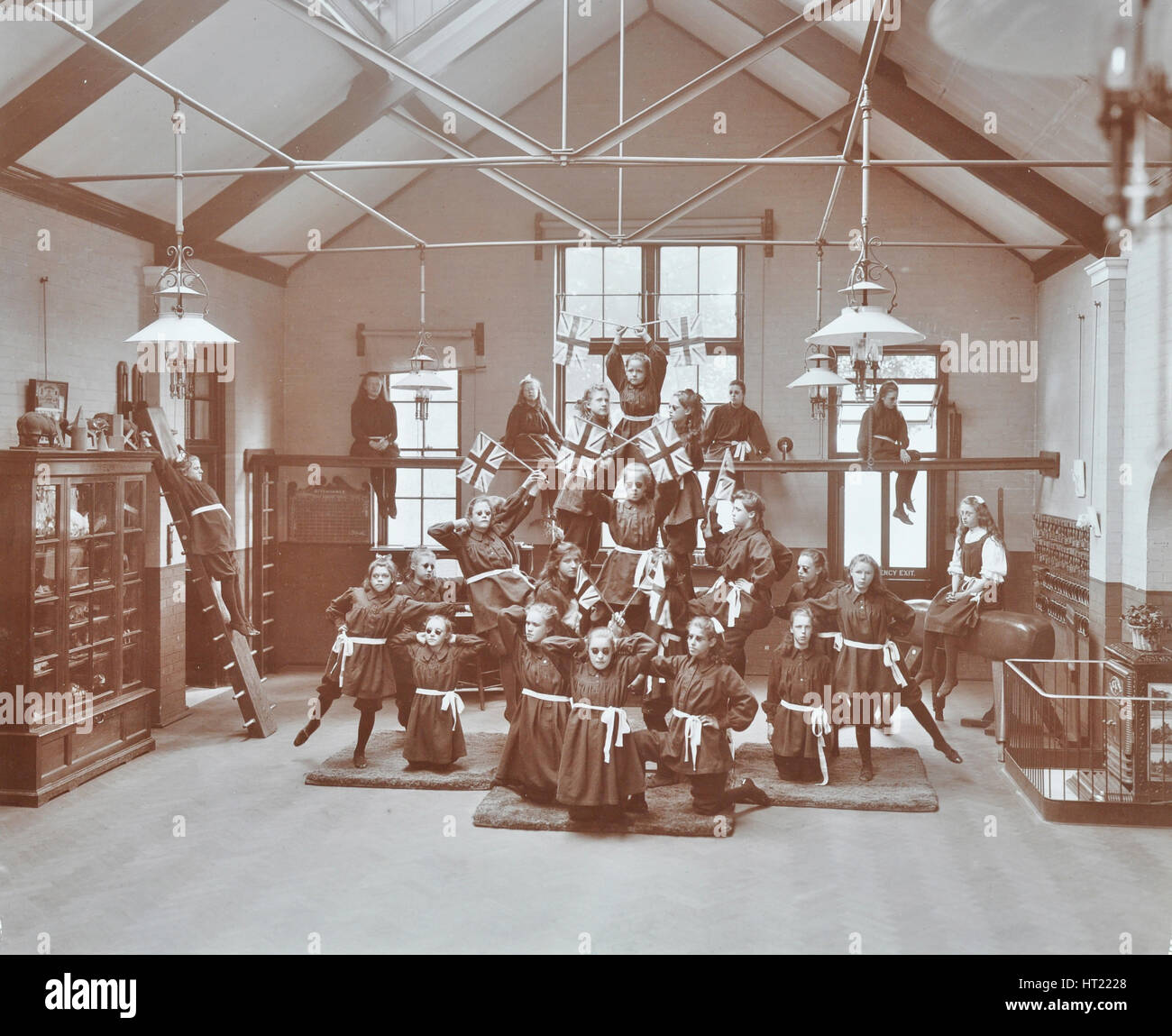 Gymnastic display at Elm Lodge Residential School for Elder Blind Girls, London, 1908. Artist: Unknown. Stock Photo