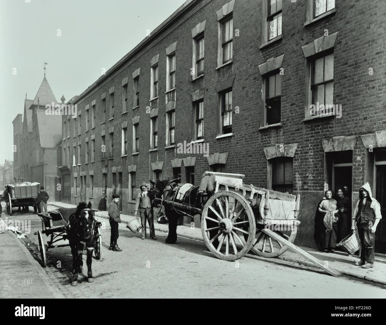 Dustmen and dust cart in Beckett Street, Camberwell, London, 1903. Artist: Unknown. Stock Photo