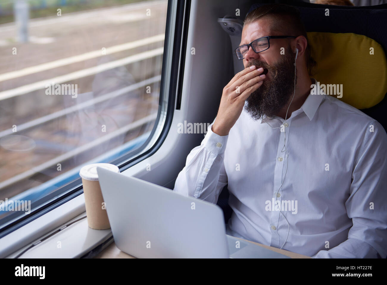 Tired man during the travel Stock Photo