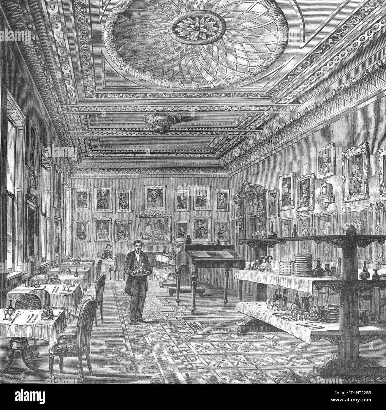 Dining Room of the Garrick Club, 1897. Artist: Unknown. Stock Photo