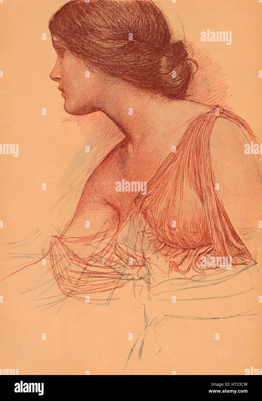 'From a study in sanguine', c1899. Artist: John William Waterhouse. Stock Photo