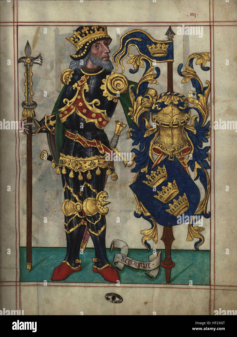 King Arthur (From Livro do Ameiro-Mor), 1509. Artist: Anonymous Stock Photo