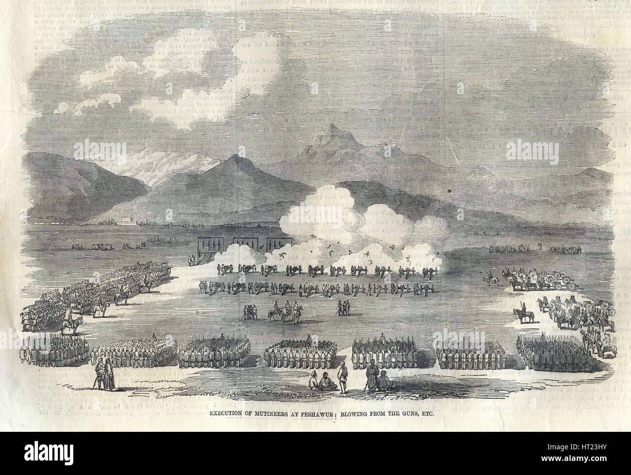 Blowing from guns in British India, 1857. Artist: Anonymous Stock Photo