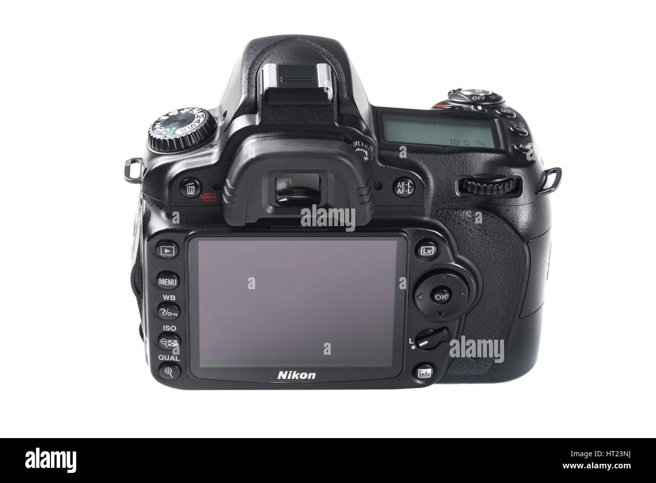 BANGKOK, THAILAND - SEPTEMBER 30, 2014: Nikon D90 camera body, The D90 was the first DSLR with video recording capabilities. Stock Photo