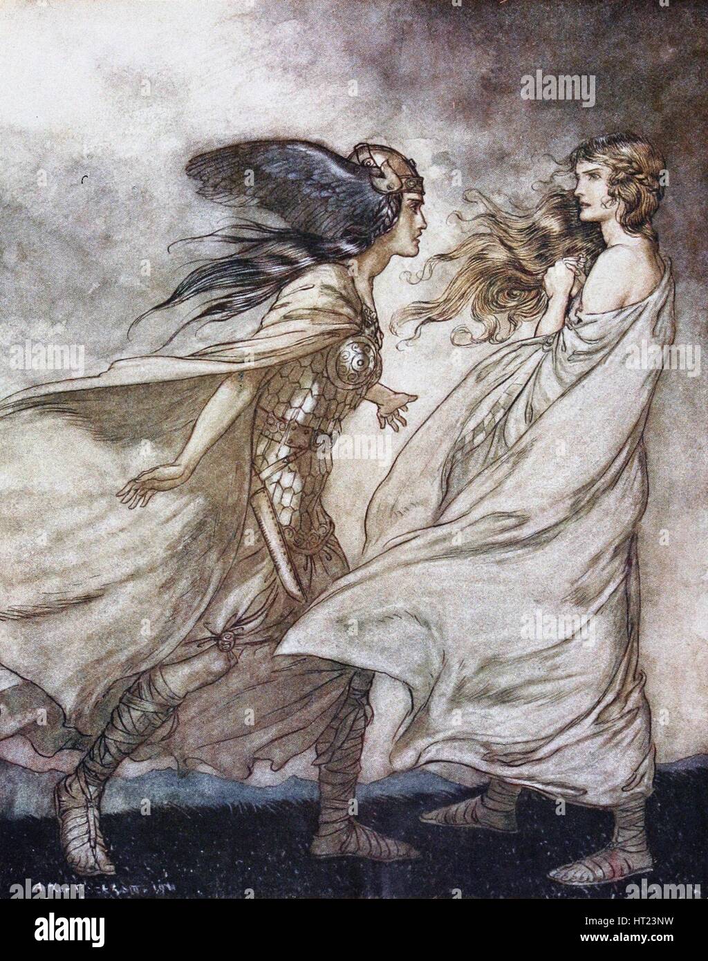 The ring upon thy hand. Illustration for Siegfried and The Twilight of the Gods by Richard Wagner, Artist: Rackham, Arthur (1867-1939) Stock Photo