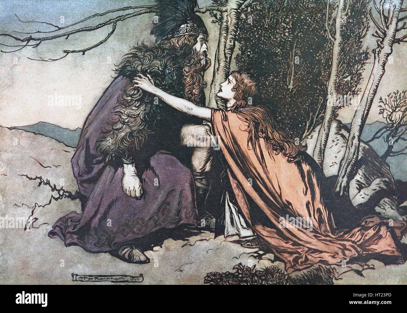 Father! Father! Tell me what ails thee? Illustration for The Rhinegold and The Valkyrie by Richard Artist: Rackham, Arthur (1867-1939) Stock Photo
