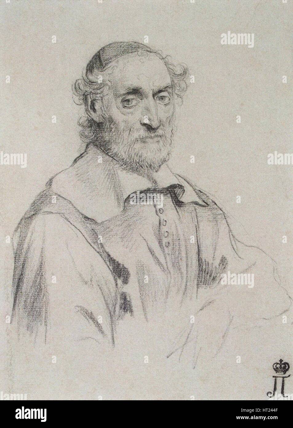 Portrait of Nicolas-Claude Fabri de Peiresc (1580-1637), 1636-1637. Artist: Mellan, Claude (1598-1688) Stock Photo
