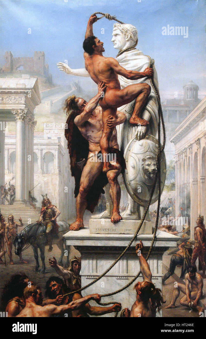 The Sack of Rome by Visigoths, 410, 1890. Artist: Sylvestre, Joseph-Noël (1847-1926) Stock Photo