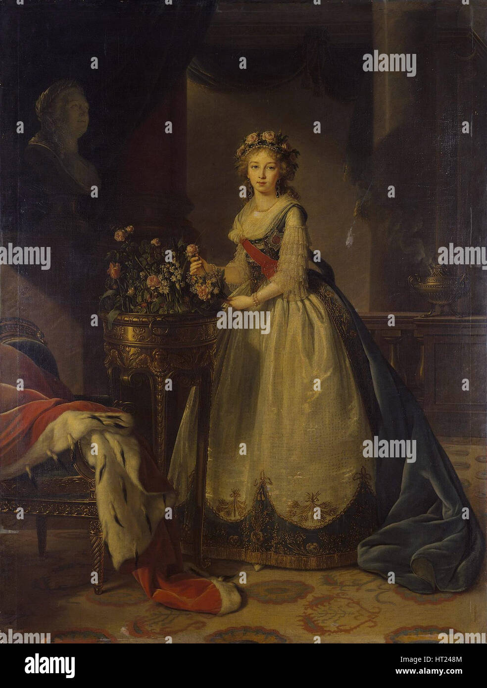 Portrait of Empress Elizabeth Alexeievna, Princess Louise of Baden (1779-1826), 1795. Artist: Vigée-Lebrun, Marie Louise Elisabeth (1755-1842) Stock Photo