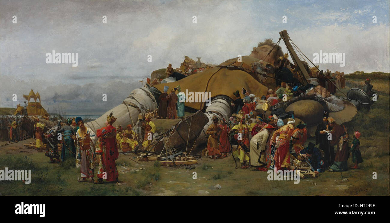 Gulliver and the Lilliputians. Artist: Vibert, Jehan-Georges (1840-1902) Stock Photo