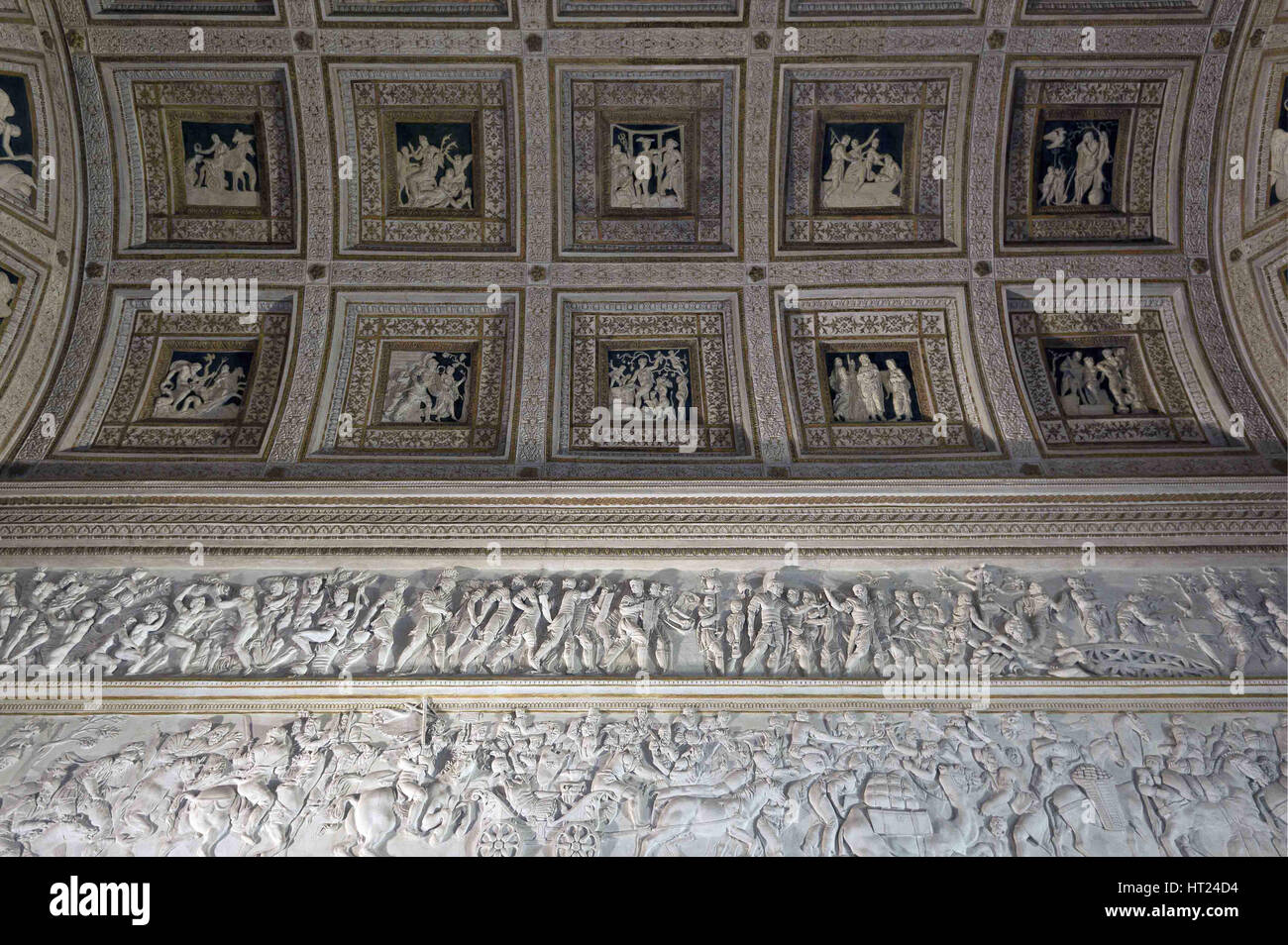 The Room of the Stuccoes (Camera degli Stucchi) of the Palazzo del Tè, 1526-1534. Artist: Primaticcio, Francesco (1504-1570) Stock Photo
