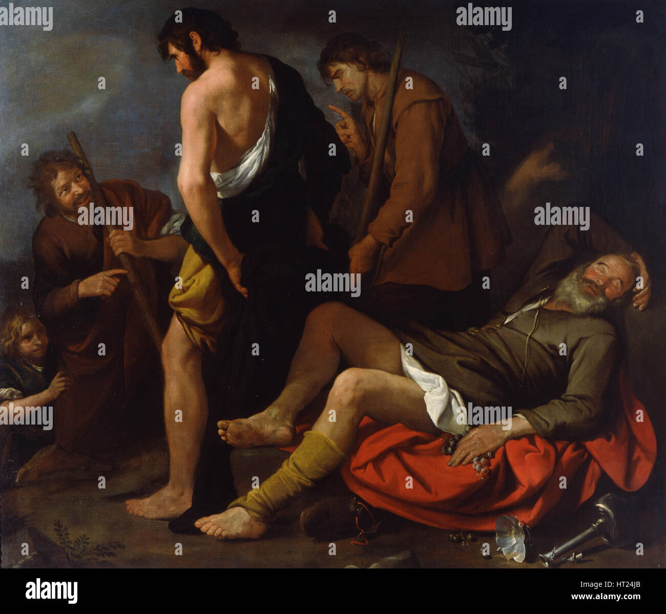 Drunkenness of Noah, 1630-1640. Artist: De Ferrari, Giovanni Andrea (1598-1669) Stock Photo