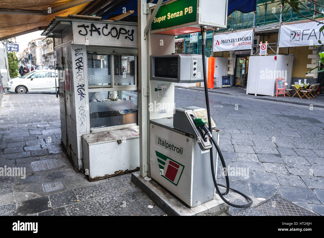 Small Italpetroli gas station in Catania city on the east side of Sicily Island, Italy Stock Photo