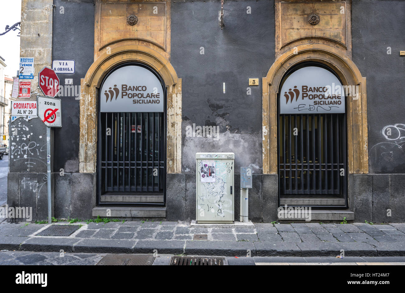 Banco Popolare Siciliano (BMP bank) in Catania city on the east side of  Sicily Island, Italy Stock Photo - Alamy