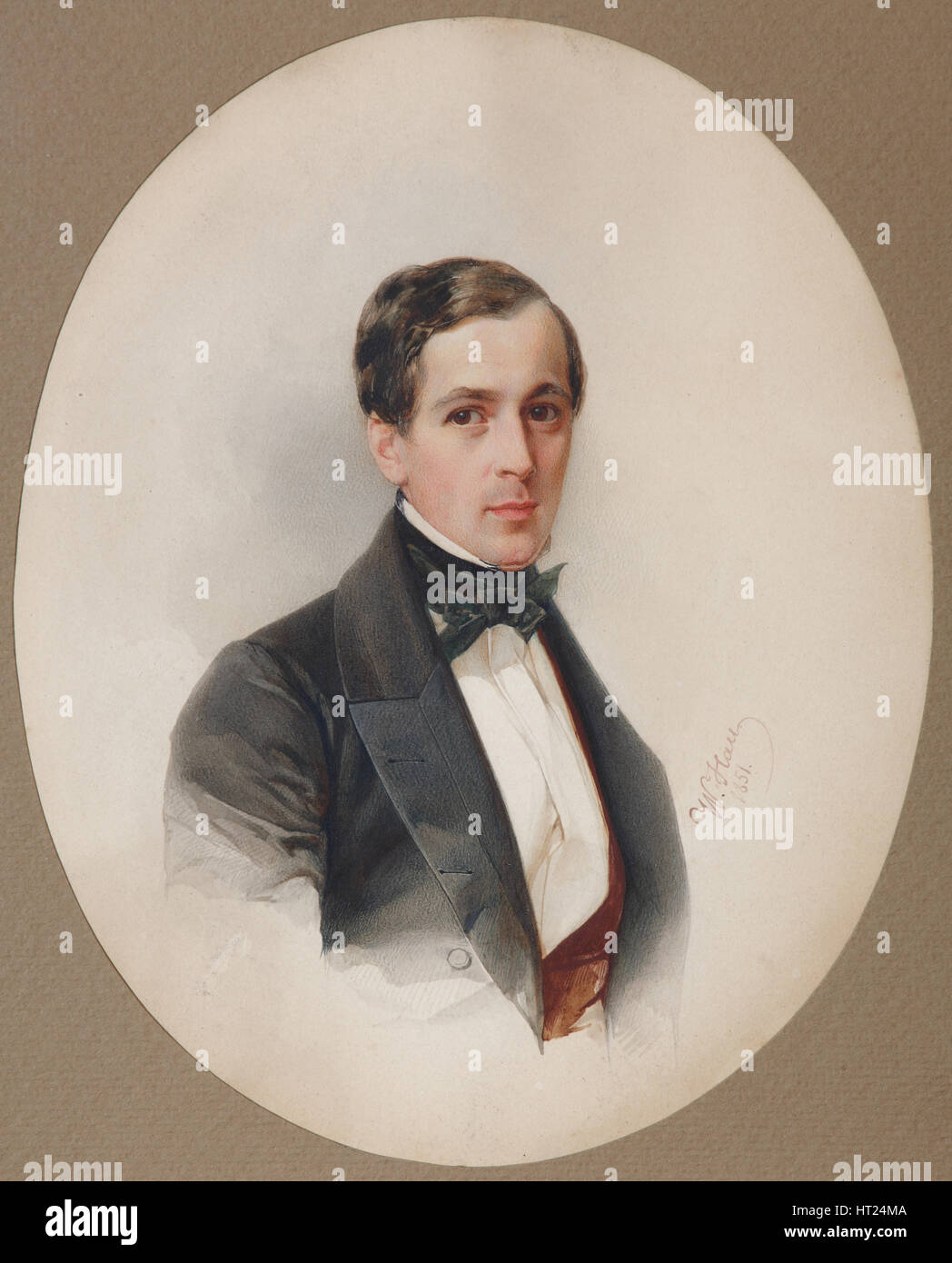 Portrait of Fyodor Nikolayevich Chelishchev (1811-1881), 1851. Artist: Hau (Gau), Vladimir Ivanovich (1816-1895) Stock Photo