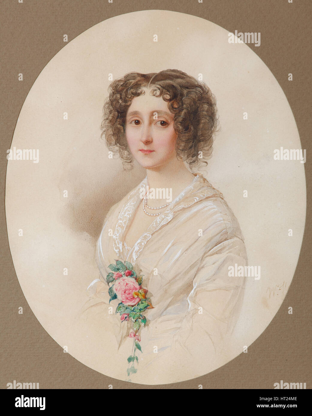 Portrait of Alexandra Mikhaylovna Chelishcheva (1816-1913), 1851. Artist: Hau (Gau), Vladimir Ivanovich (1816-1895) Stock Photo