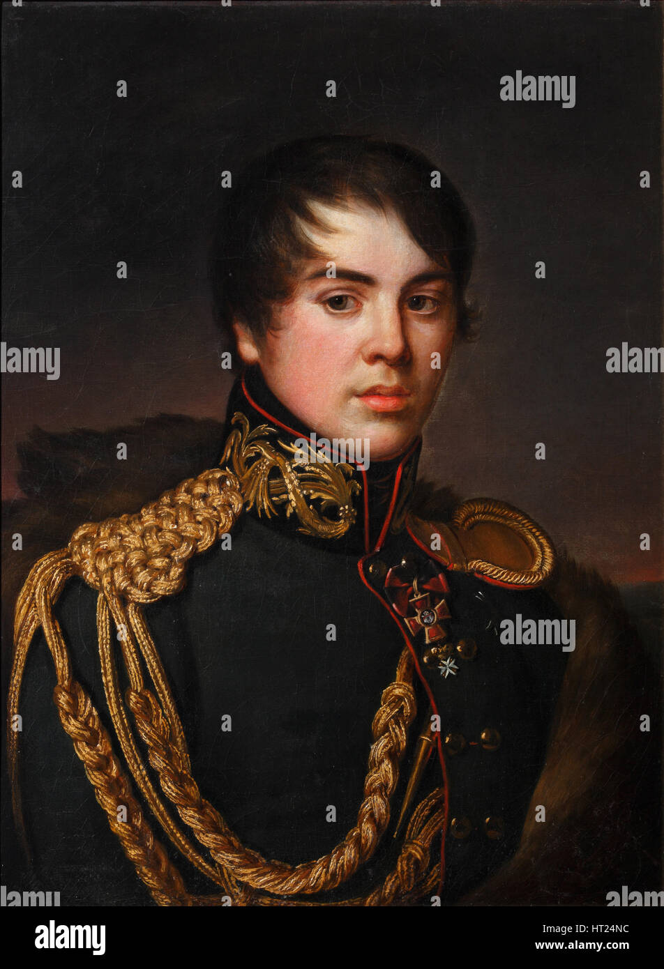 Portrait of Count Vladimir Stepanovich Apraksin (1796-1833), ca 1812. Artist: Svintsov, S.S. (active 1810s) Stock Photo