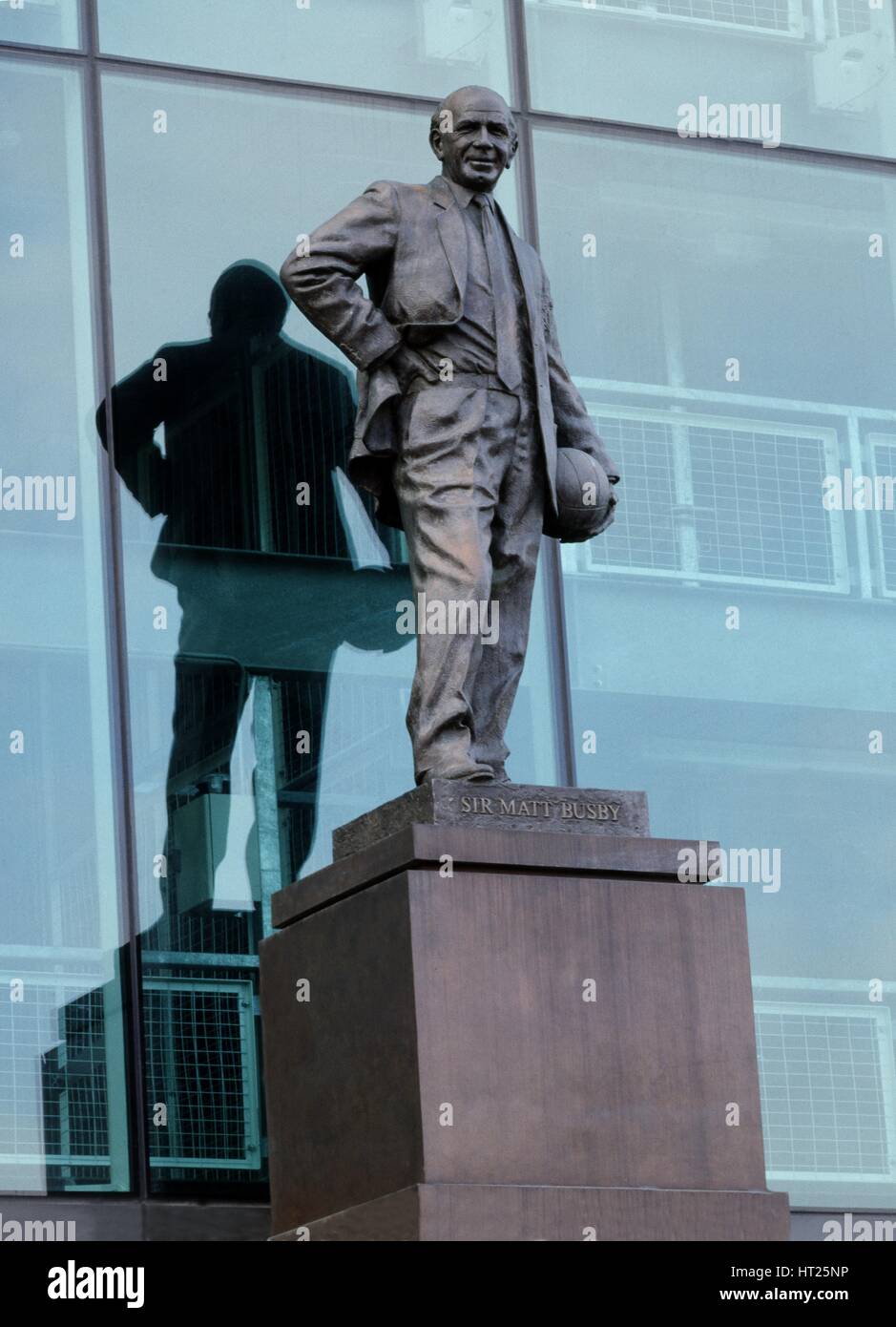 Statue of Sir Matt Busby outside Old Trafford football stadium, Manchester, c2000s. Artist: Historic England Staff Photographer. Stock Photo