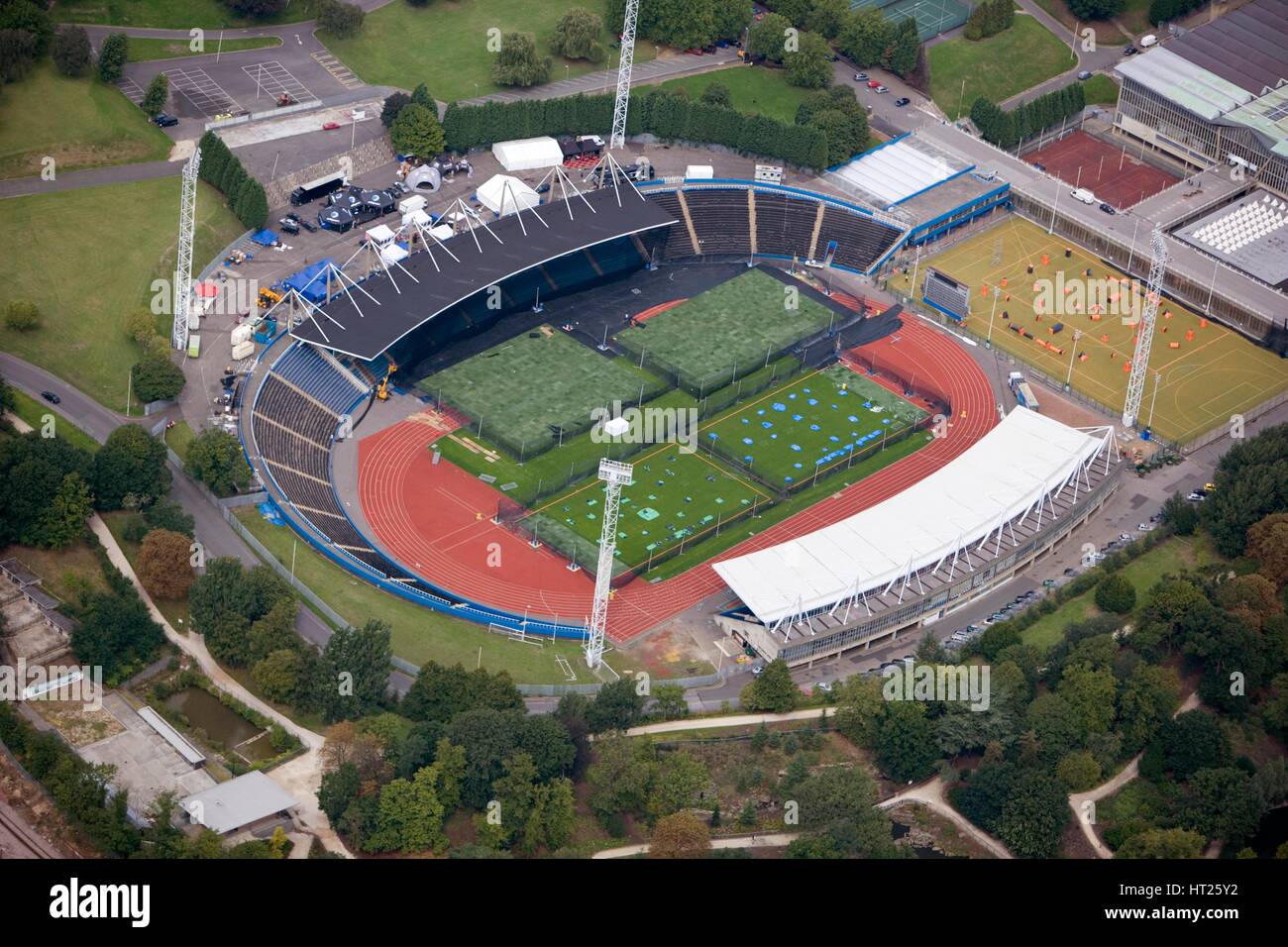 An aerial view of the crystal palace athletics stadium hires stock