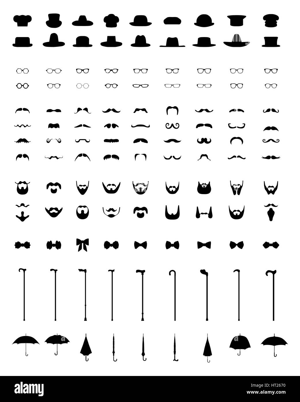 Set icons for gentleman, isolated vintage and retro Stock Photo
