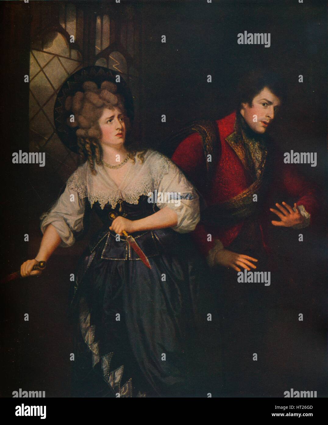 'Mrs. Siddons and J. P. Kemble in the Dagger Scene from Macbeth', 1786. Artist: Thomas Beach. Stock Photo