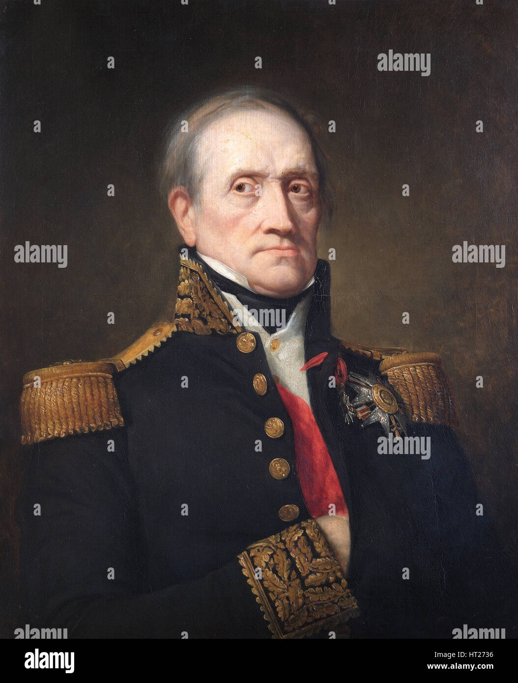 Portrait of Marshal Nicolas Jean de Dieu Soult, Duke of Dalmatia, French soldier, 1840. Artist: George Peter Alexander Healy. Stock Photo