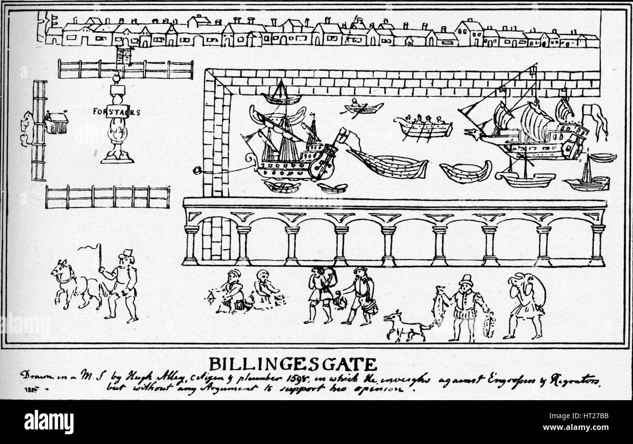 Billingsgate, London, 1598 (1904). Artist: Hugh Alley. Stock Photo