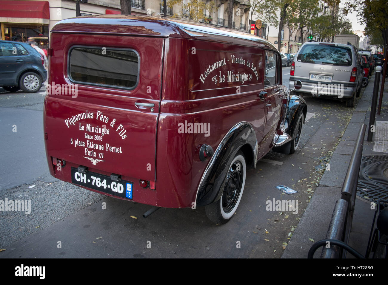 Restored Renault Juvaquatre van, Paris 15, France Stock Photo