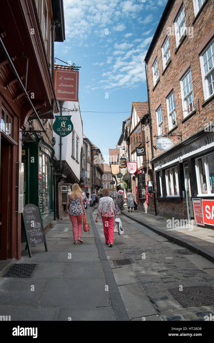 The Shambles leading to York Minster, York, North Yorkshire, UK. Stock Photo