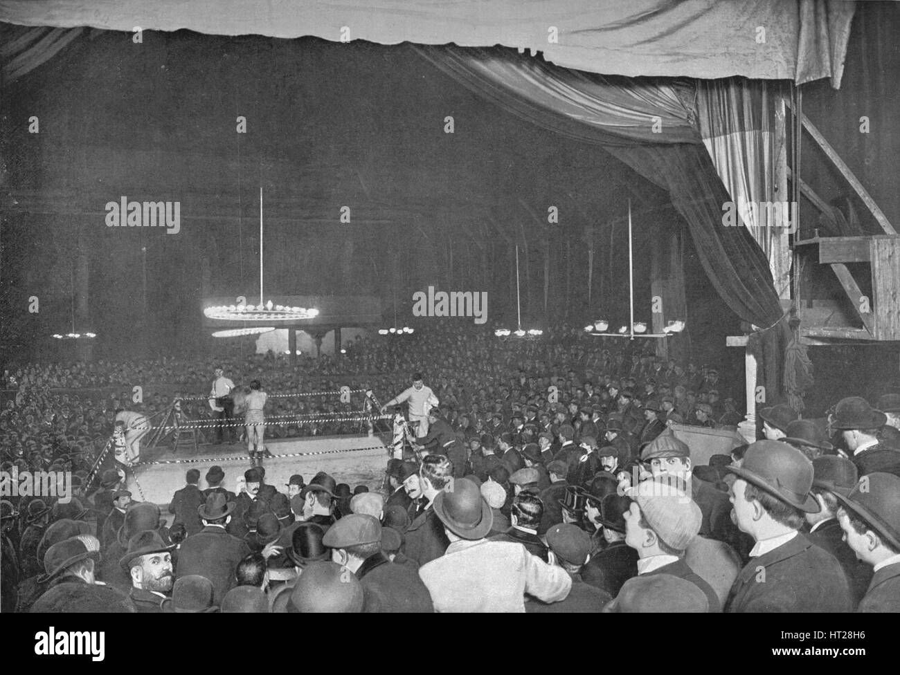 Boxing at Wonderland, London, c1903 (1903). Artist: Unknown. Stock Photo
