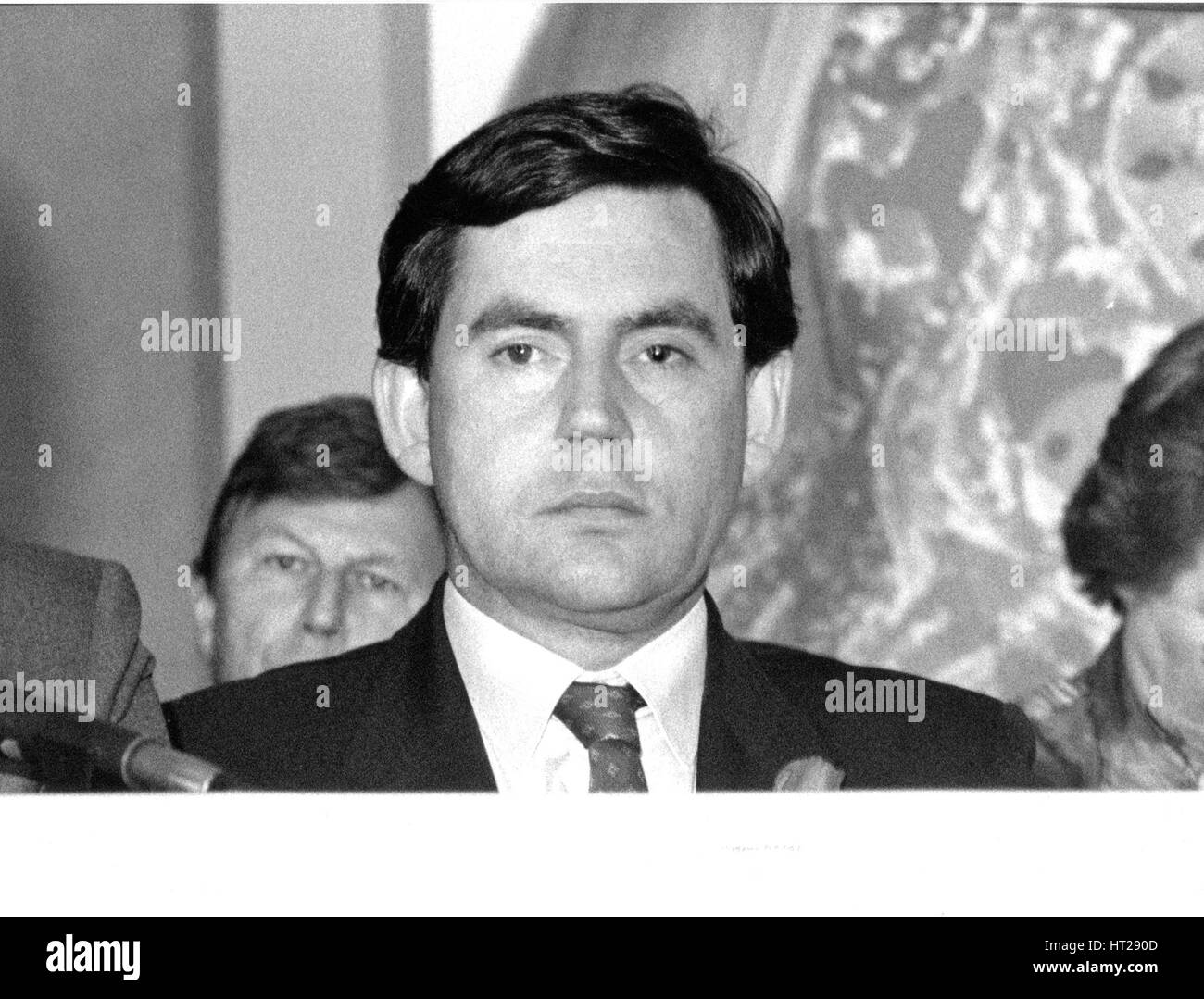 Gordon Brown, Labour party Member of Parliament for Dunfermiline East, attends a policy launch press conference in London, England on May 24, 1990. He later became party Leader and Prime Minister of Britain. Stock Photo