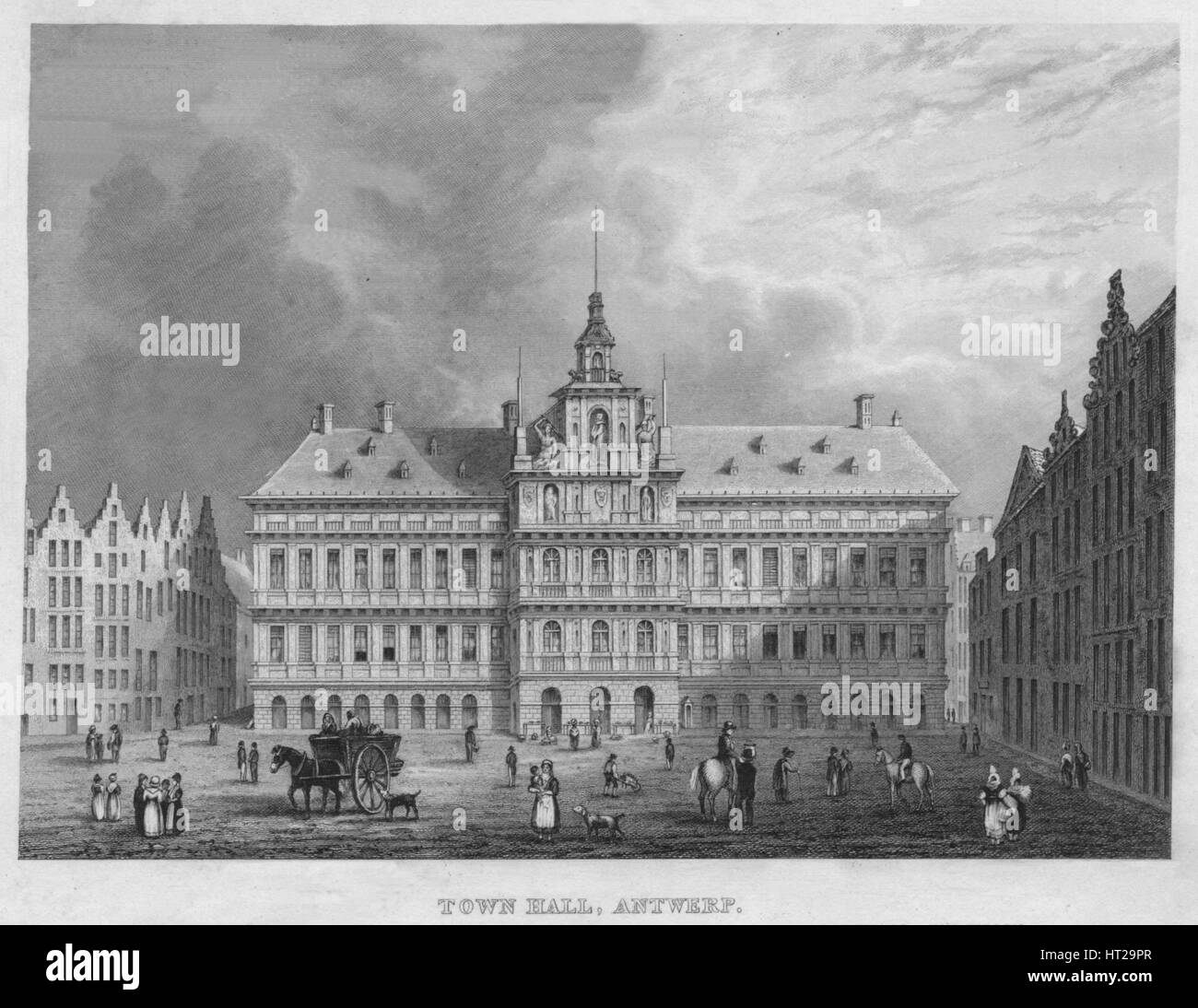 'Town Hall, Antwerp', 1850. Artist: Shury & Son. Stock Photo