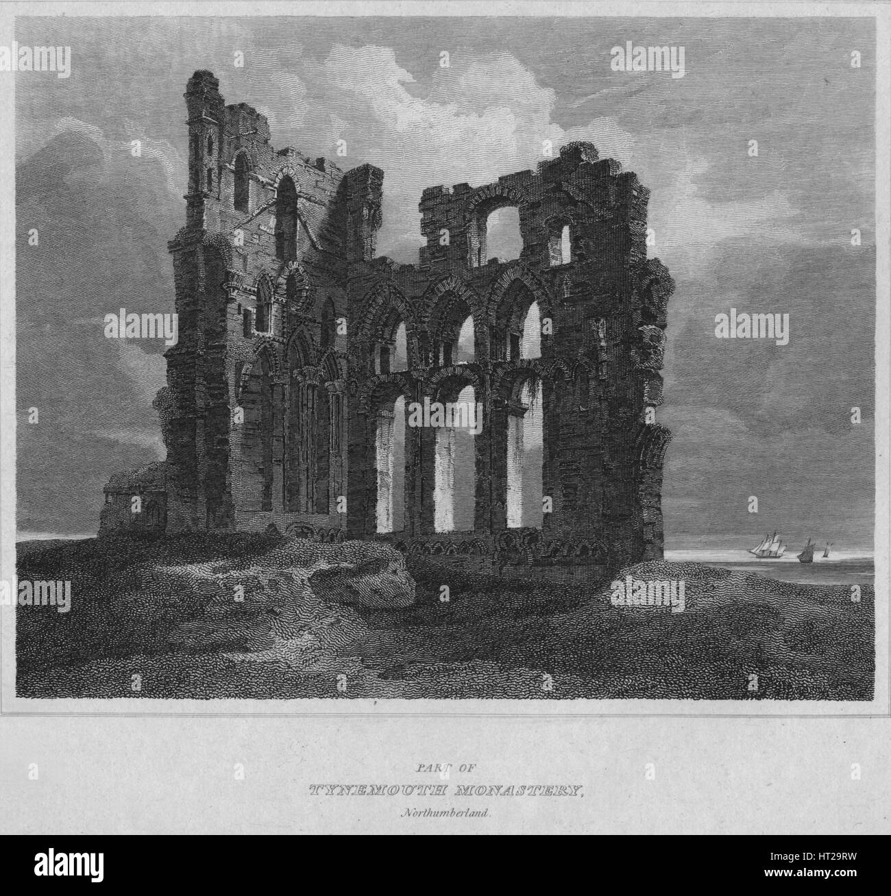 'Part of Tynemouth Monastery. Northumberland', 1814. Artist John Greig