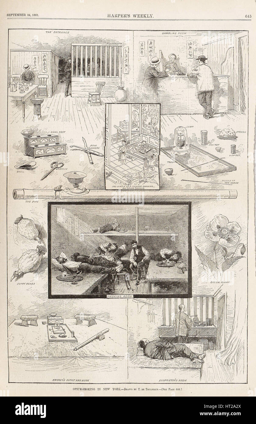 Opium-Smoking in New York (From Harper's Weekly, September 24, 1881), 1881. Artist: Anonymous Stock Photo
