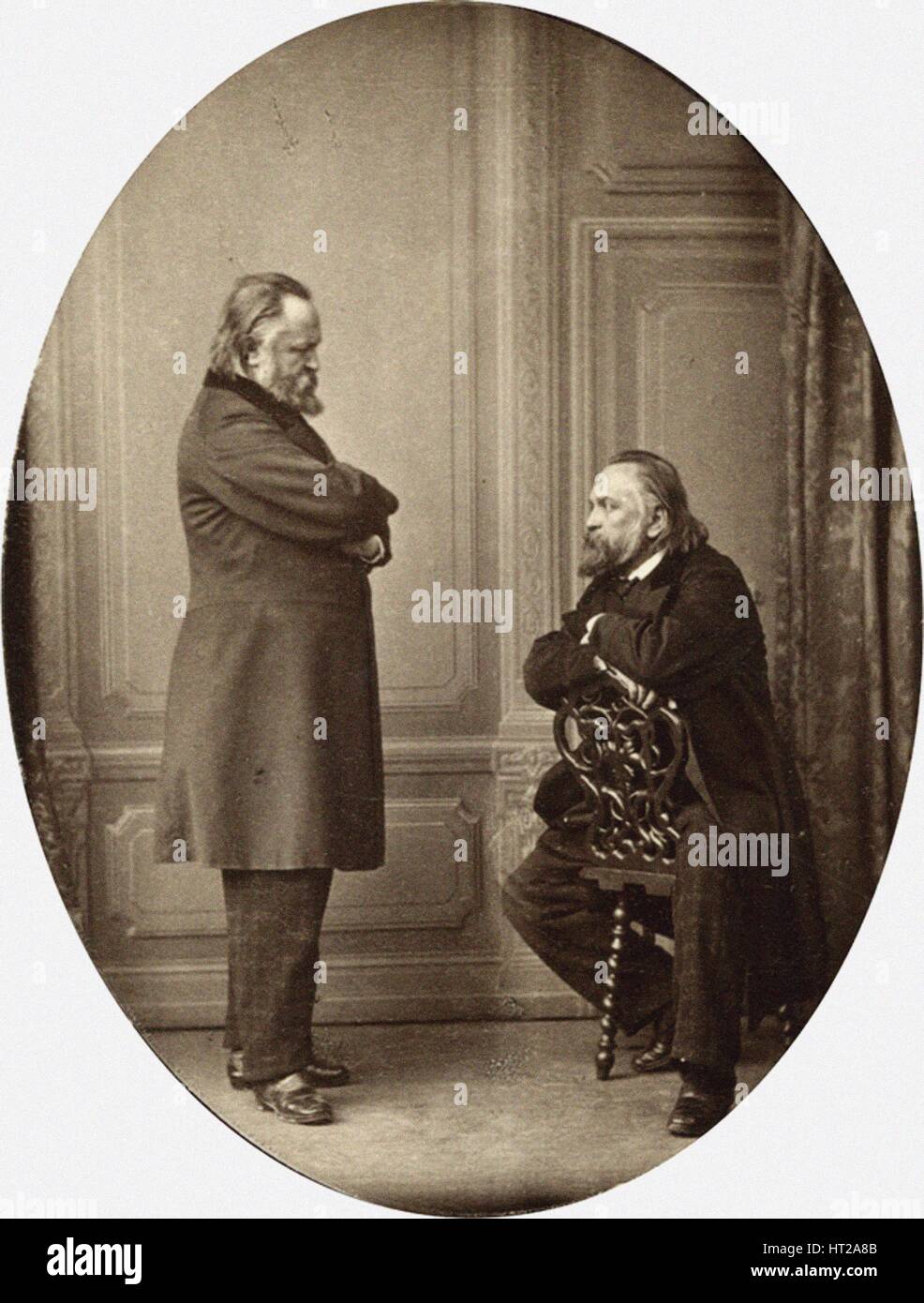 Herzen against Herzen. Double Portrait of Aleksandr Ivanovich Herzen (1812-1870), 1865. Artist: Levitsky, Sergei Lvovich (1819-1898) Stock Photo