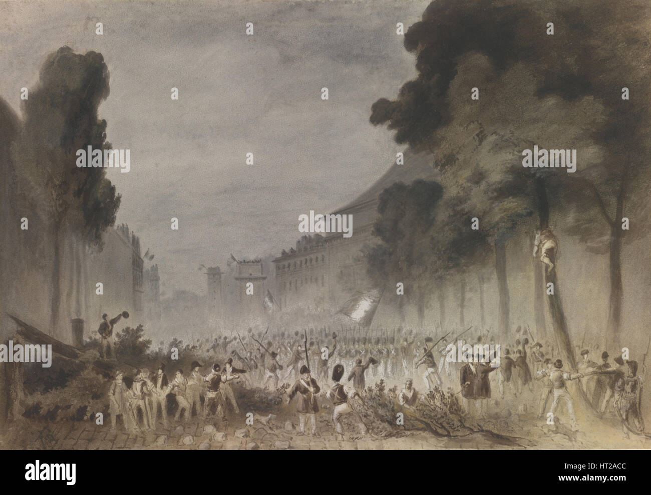 The July Revolution on the Grands Boulevards of Paris, 1830. Artist: Bellangé, Hippolyte (1800-1866) Stock Photo