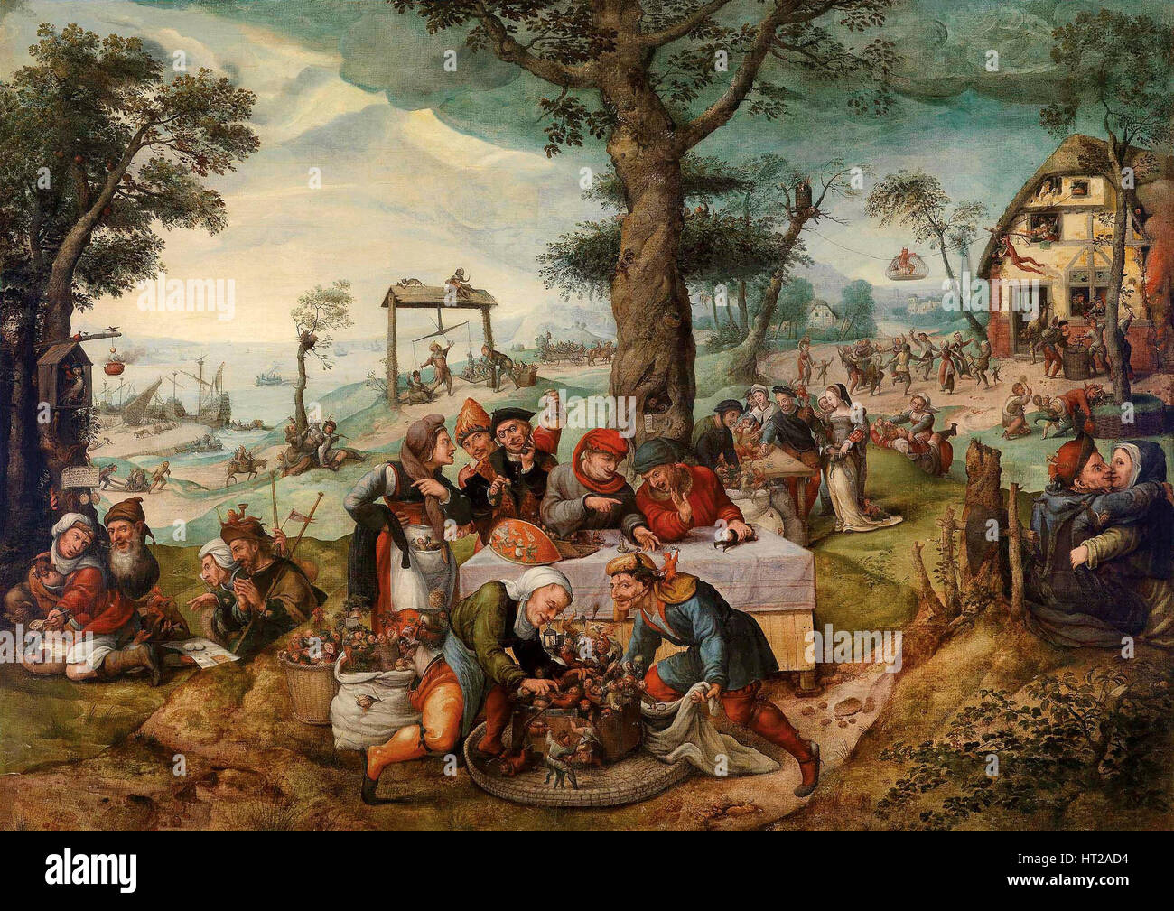 The Mocking of Human Follies. Artist: Verbeeck, Frans (c. 1510-1570) Stock Photo