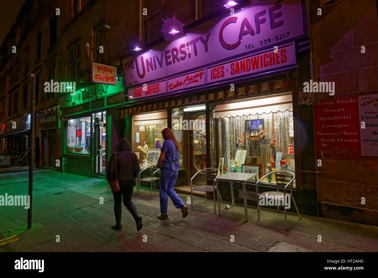 university cafe byres road Glasgow late night evening Stock Photo