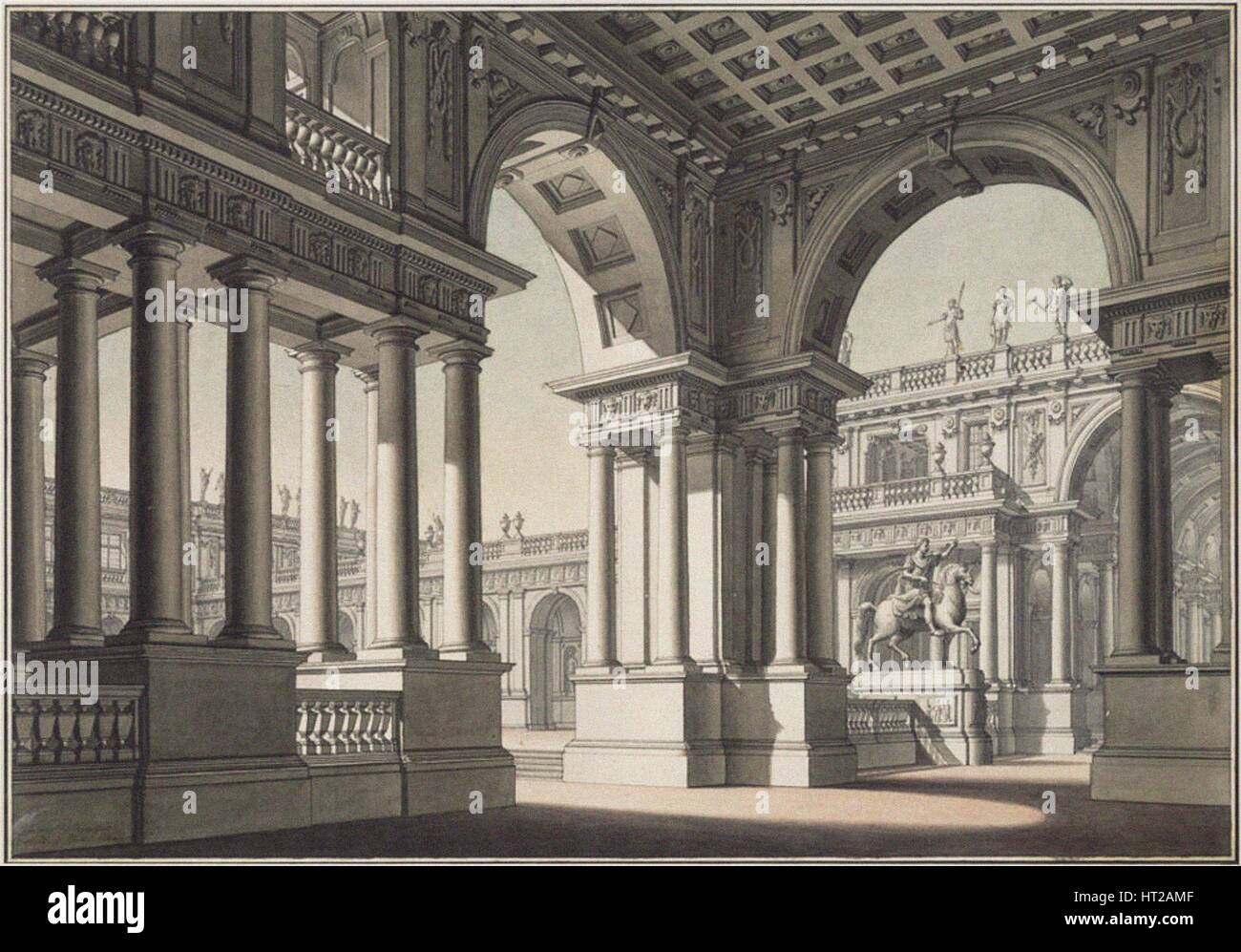 Stage design for the Opera Idomeneo by W. A. Mozart, 1812-1814. Artist: Quaglio, Lorenzo (1730-1804) Stock Photo
