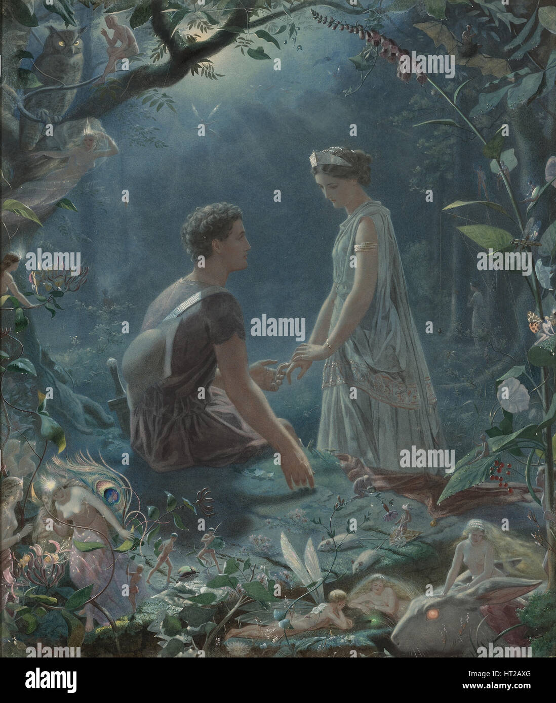 Hermia and Lysander. A Midsummer Night's Dream, 1870. Artist: Simmons, John (1823-1876) Stock Photo